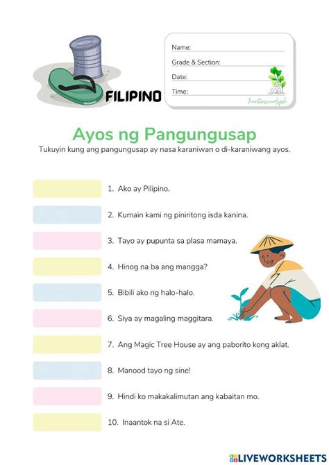 ayos ng pangungusap worksheet|Pangungusap Worksheets (Part 2) .